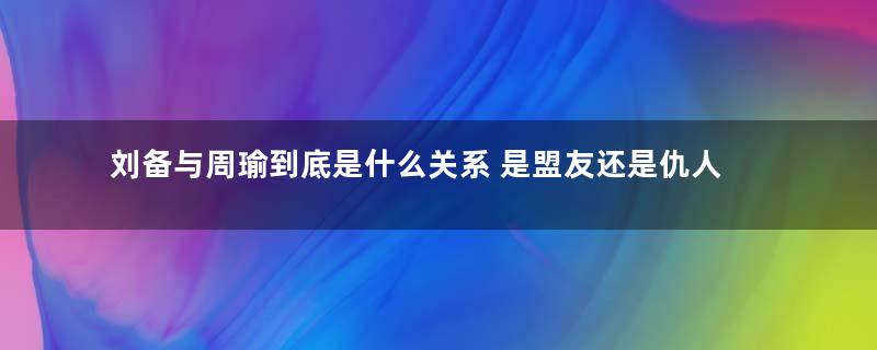 刘备与周瑜到底是什么关系 是盟友还是仇人呢